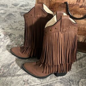 Worn ONCE Fringe Cowboy Cowgirl Boots